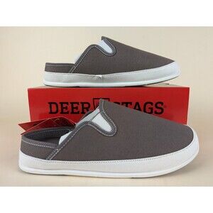 DEER STAGS Slippers Mens 10 Womens 12 M Slipperooz Spike Grey Canvas Shoes NWB